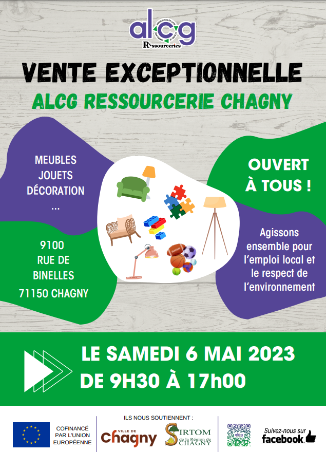 affiche vente objets seconde main alcg